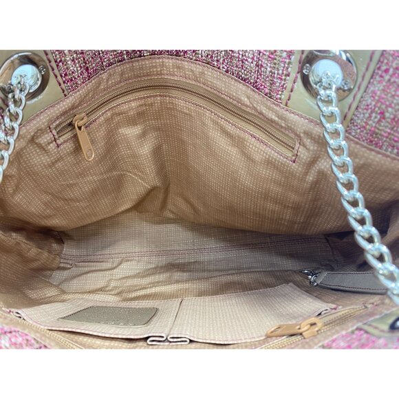 Brighton Josette Pink Tweed & Faux Leather Shoulder Bag With Flower Accent - Picture 7 of 9